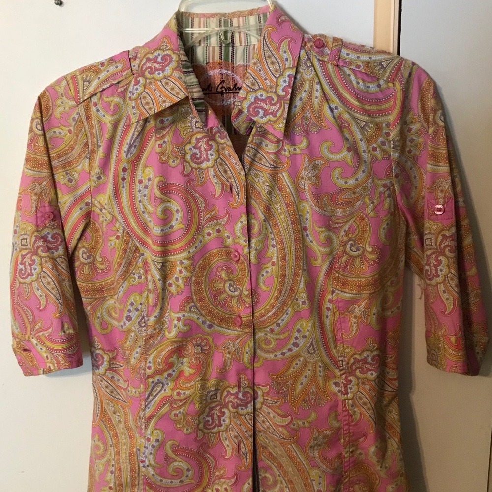 Robert Graham paisley pink blouse.